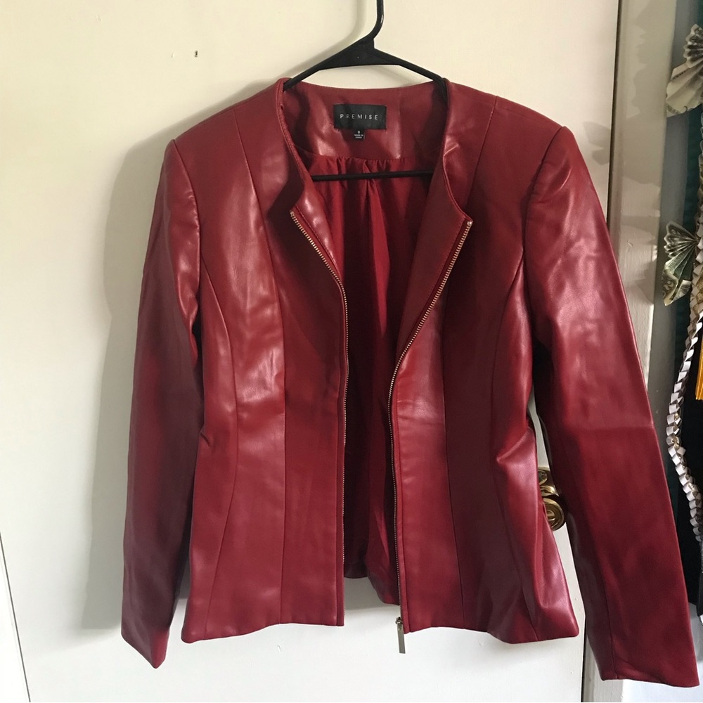 Womens Dark Red/Cherry red Leather Jacket